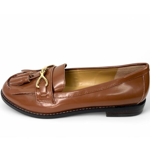 Talbots 7 Laura Kiltie Box Calf Loafer Classic Tassel Flat Slip On Leather Brown - Picture 1 of 4